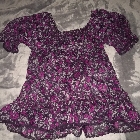 NWOT Forever 21 sheer flower print peasant blouse - Picture 8 of 8